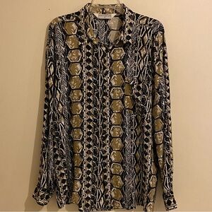 Vintage Women’s Executive Club Career Button Up Multicolor Blouse Size XL Top